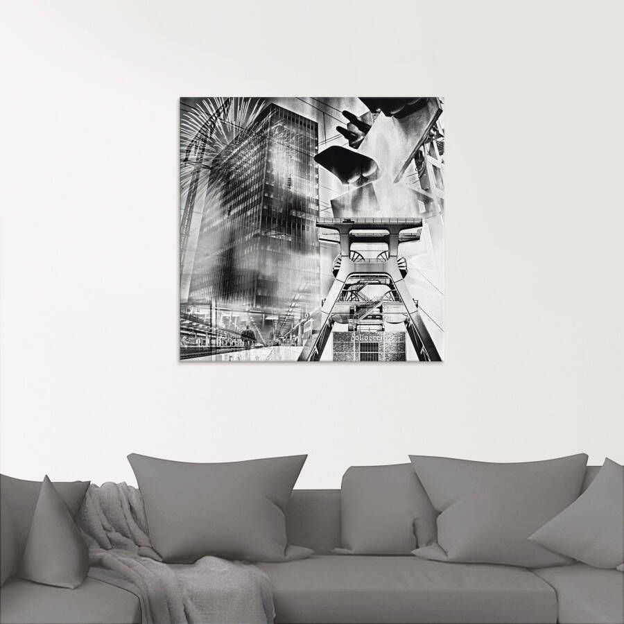 Artland Print op glas Essen skyline abstracte collage III