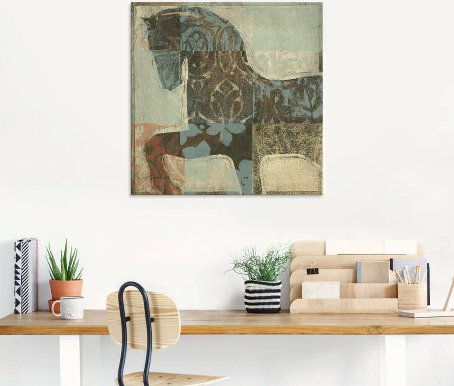 Artland Print op glas Gedessineerd paard I in verschillende maten