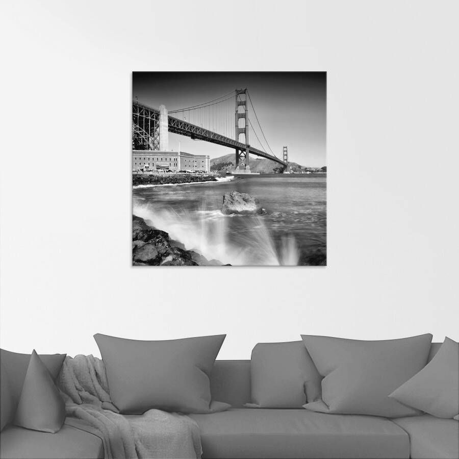 Artland Print op glas Golden Gate Bridge met branding