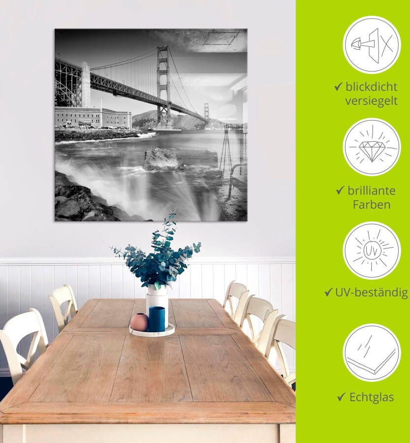 Artland Print op glas Golden Gate Bridge met branding