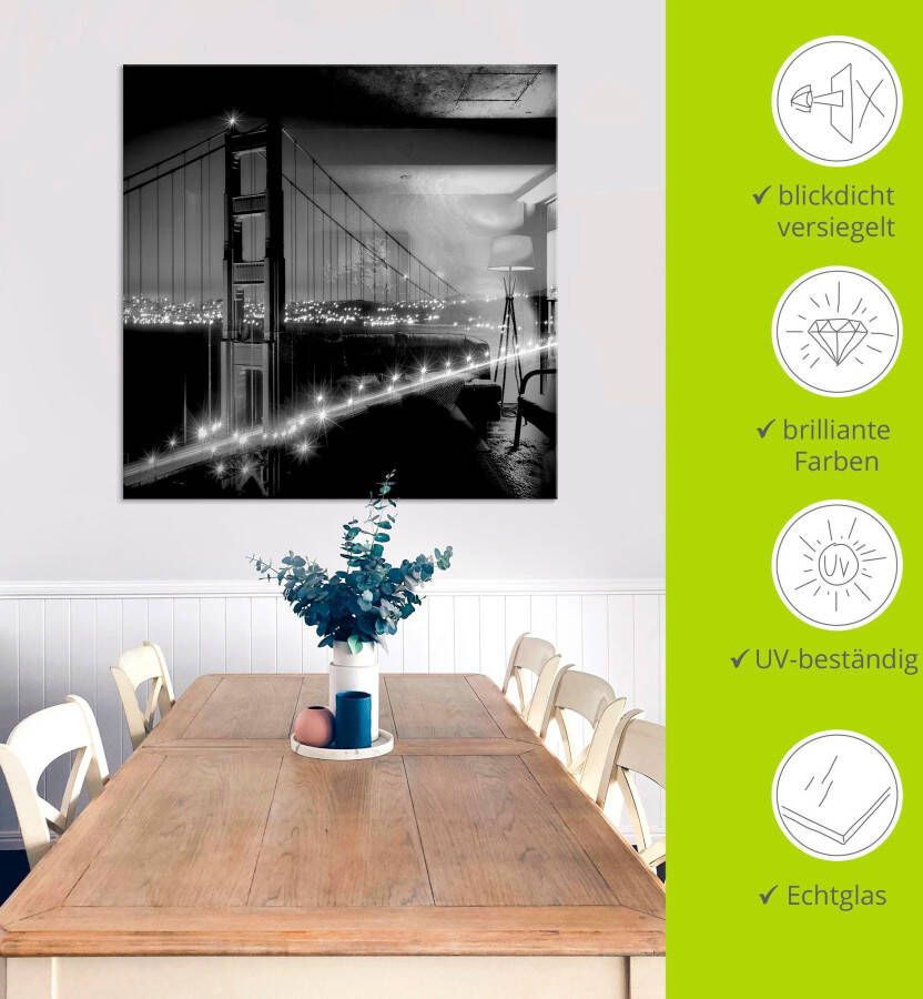 Artland Print op glas Golden Gate Bridge in de avond I