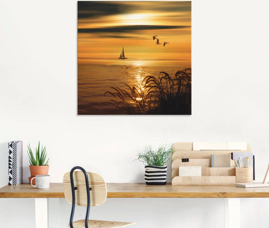 Artland Print op glas Gouden zee-impressies in verschillende maten