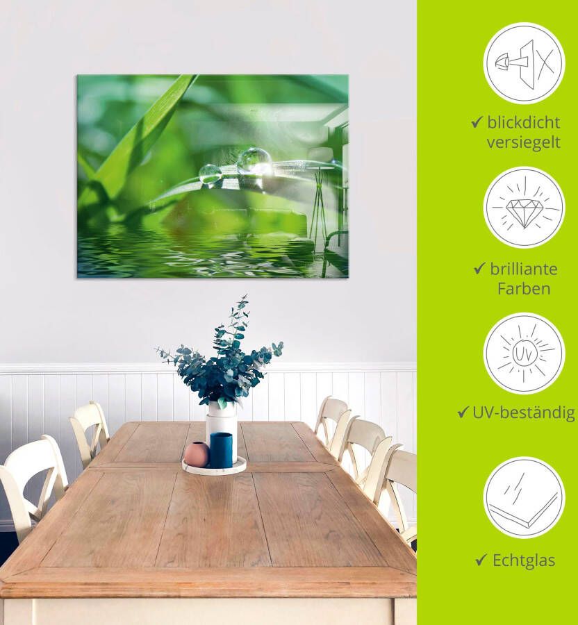 Artland Print op glas Groene achtergrond met gras