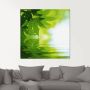 Artland Print op glas Groene blaadjes reflecteren in het water - Thumbnail 2