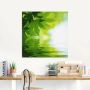 Artland Print op glas Groene blaadjes reflecteren in het water - Thumbnail 3