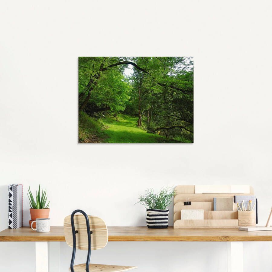 Artland Print op glas Groene weg door het bos - Foto 3