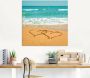 Artland Print op glas Harten in het zand in verschillende maten - Thumbnail 2