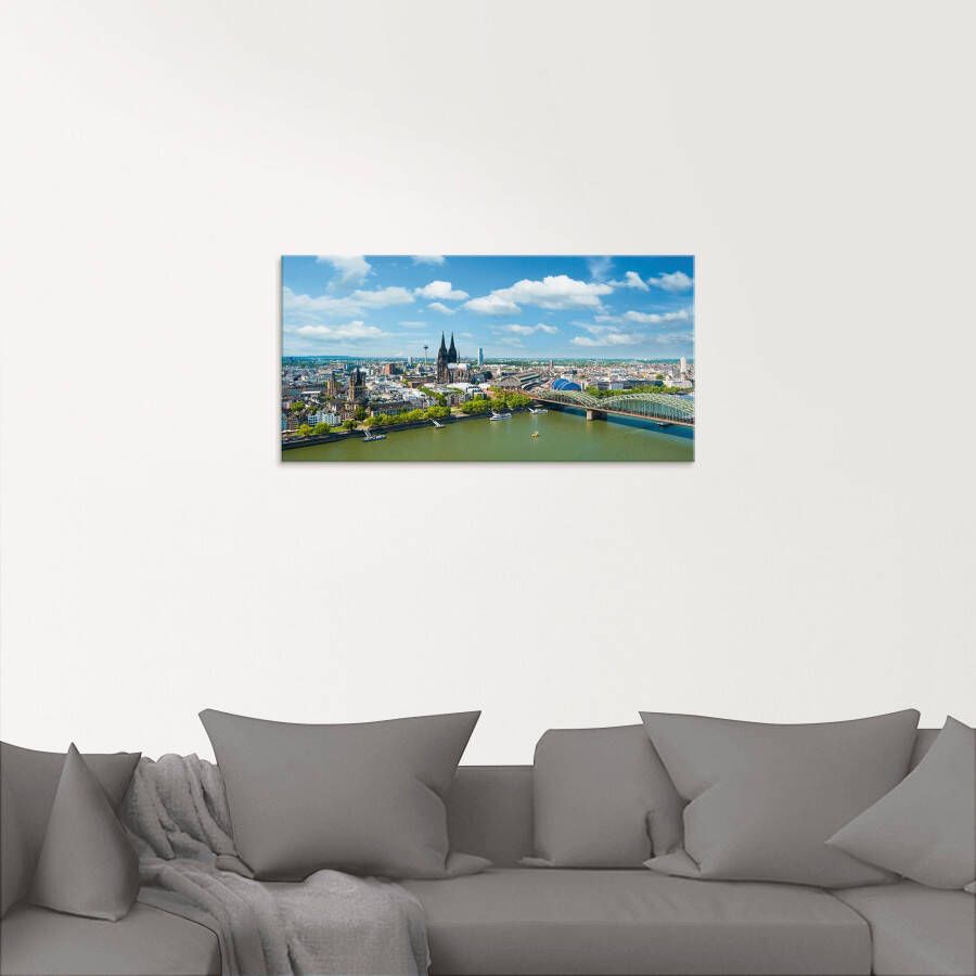 Artland Print op glas Keulen Rijn Panorama in verschillende maten