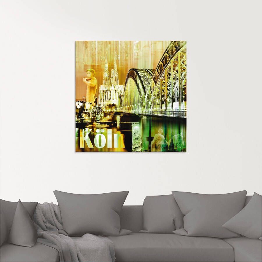 Artland Print op glas Keulen Skyline abstracte collage