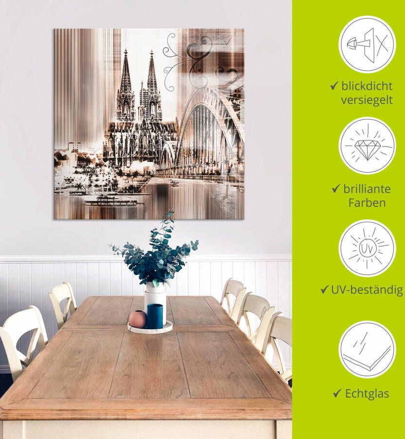 Artland Print op glas Keulen Skyline collage VI