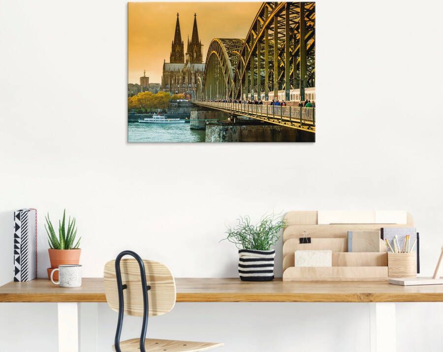 Artland Print op glas Keulse domkerk met Hohenzollernbrug