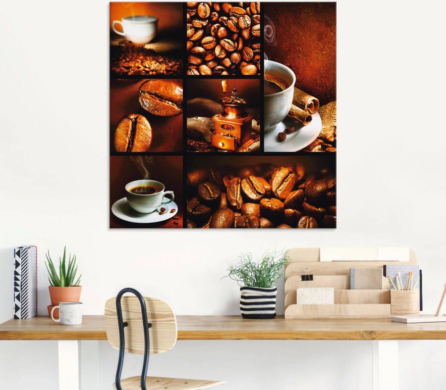 Artland Print op glas Koffie collage in verschillende maten