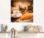 Artland Print op glas Koffiekopje met croissant - Thumbnail 2