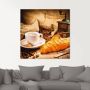 Artland Print op glas Koffiekopje met croissant - Thumbnail 3