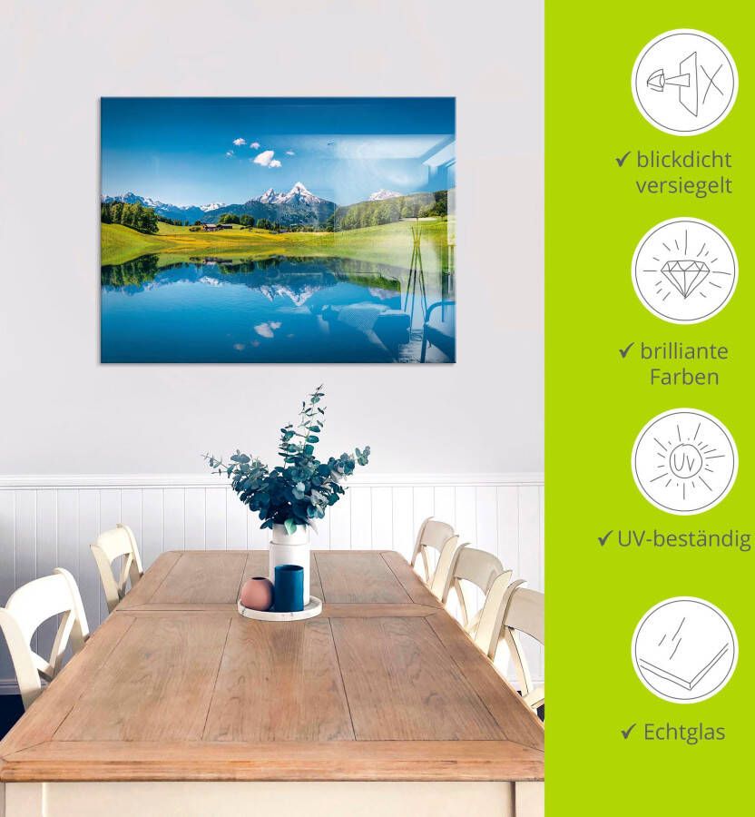 Artland Print op glas Landschap in de Alpen in verschillende maten