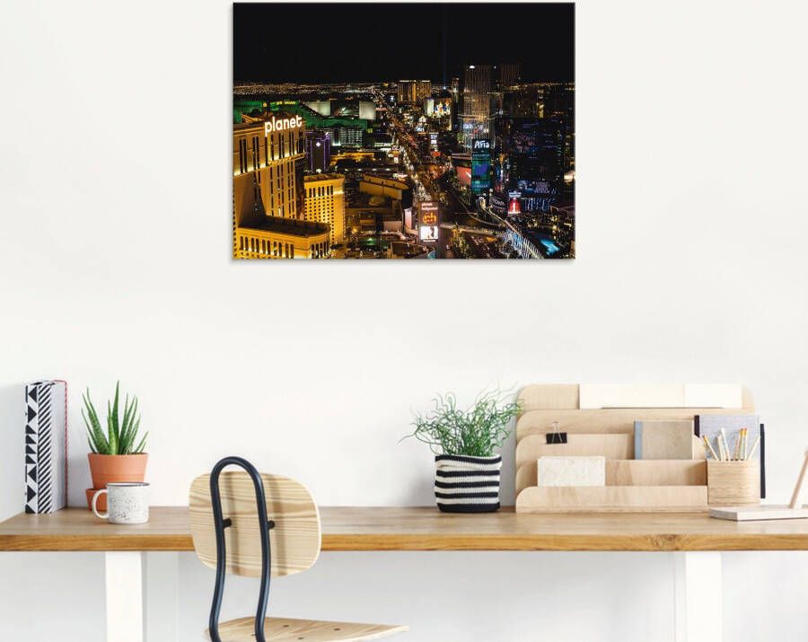 Artland Print op glas Las Vegas 's nachts in verschillende maten