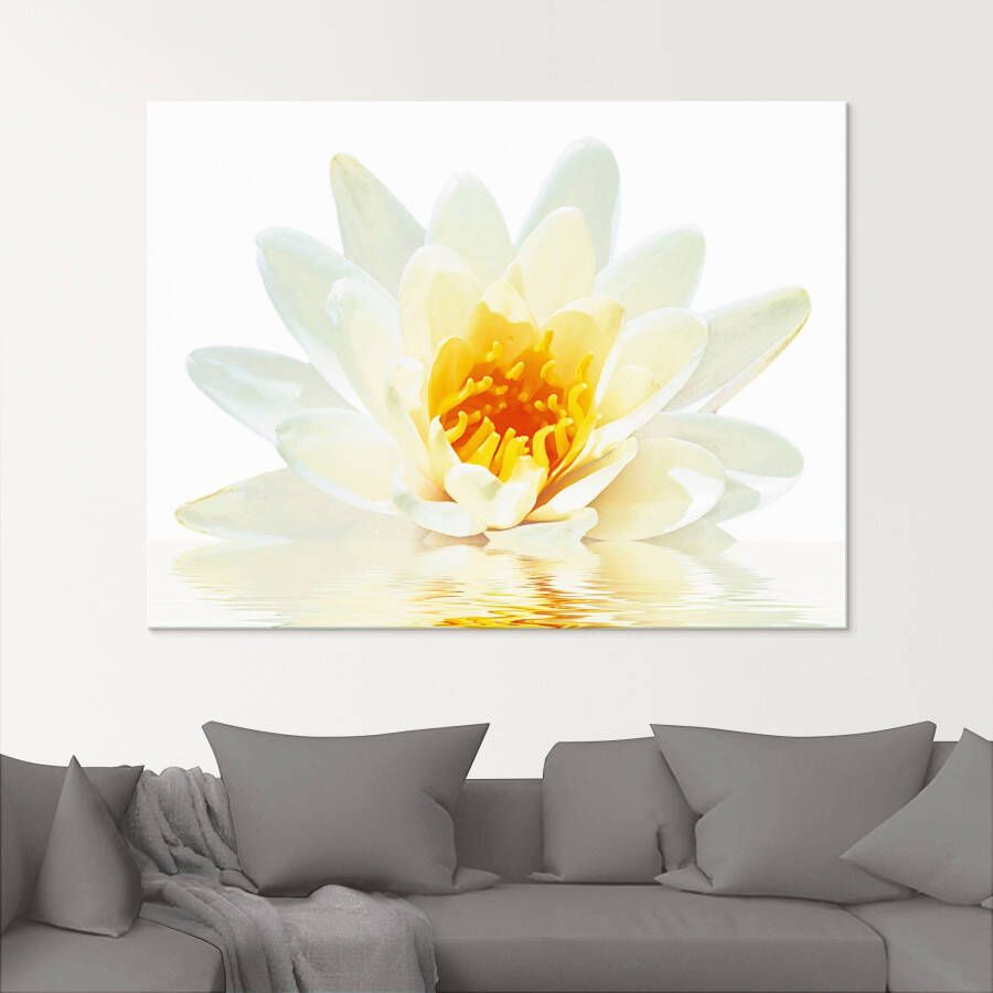 Artland Print op glas Lotusbloem drijft op het water