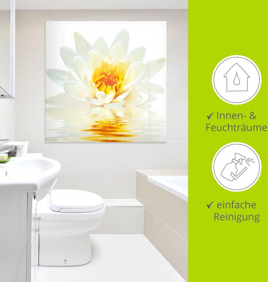 Artland Print op glas Lotusbloem drijft op het water