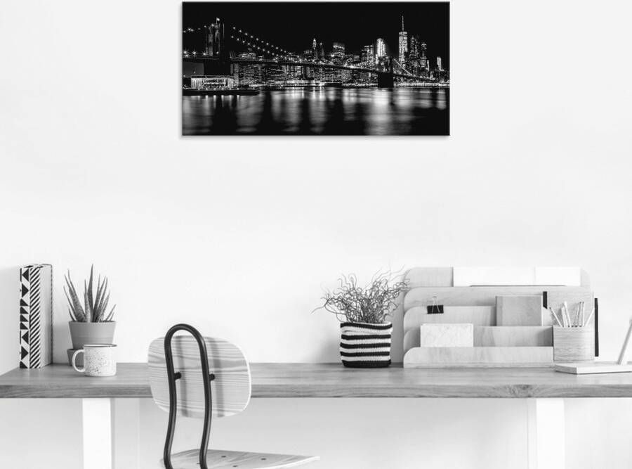 Artland Print op glas Manhattan skyline & Brooklyn Bridge