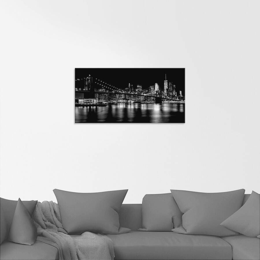 Artland Print op glas Manhattan skyline & Brooklyn Bridge
