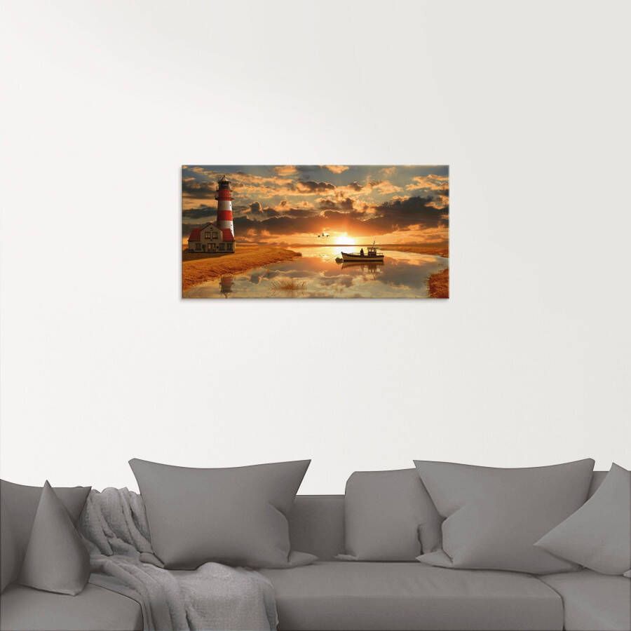 Artland Print op glas Maritieme idylle bij de vuurtoren
