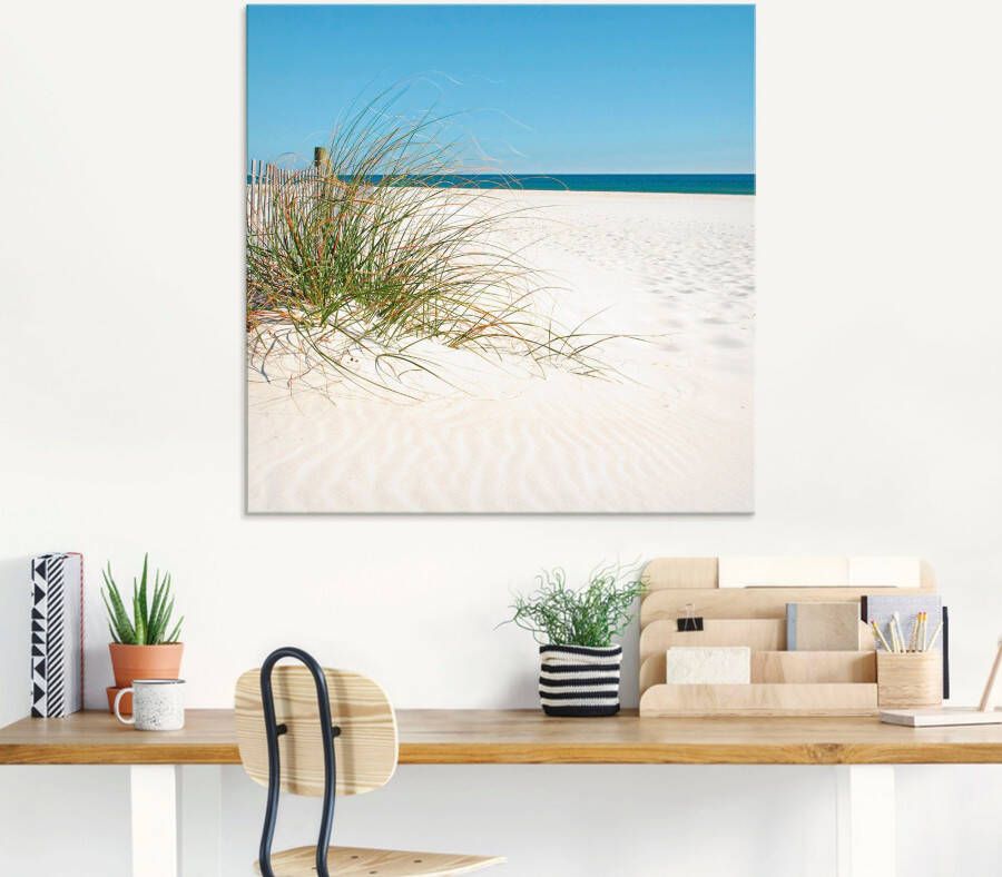Artland Print op glas Mooie duinen met grassen en hek