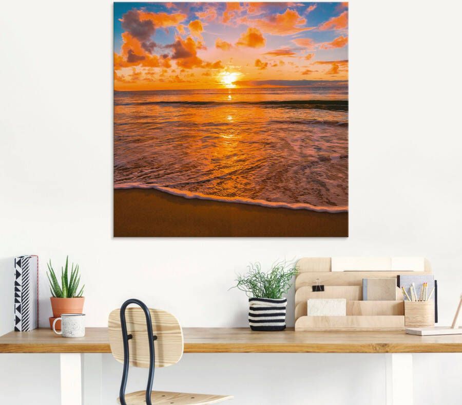 Artland Print op glas Mooie tropische zonsondergang aan het strand