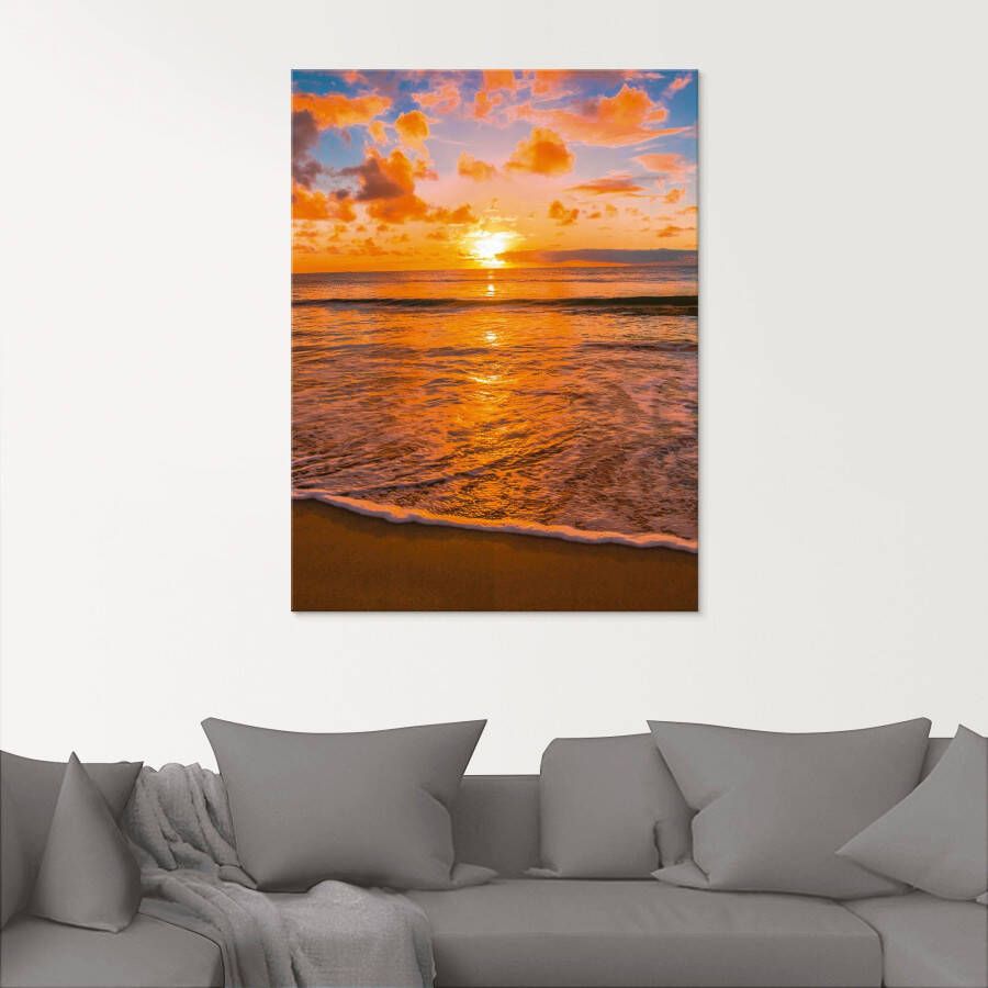 Artland Print op glas Mooie tropische zonsondergang aan het strand