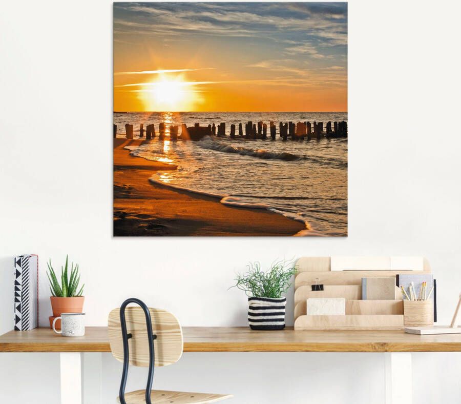 Artland Print op glas Mooie zonsondergang aan het strand