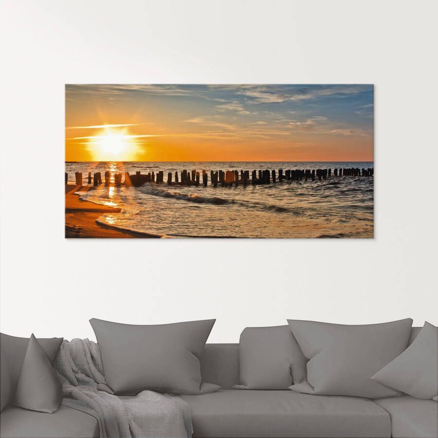 Artland Print op glas Mooie zonsondergang aan het strand