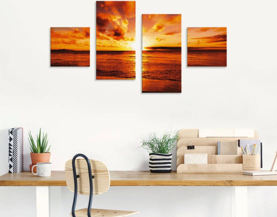 Artland Print op glas Mooie zonsondergang strand