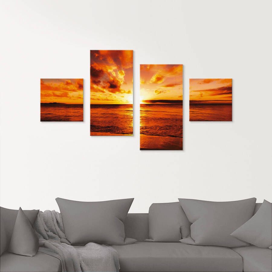 Artland Print op glas Mooie zonsondergang strand