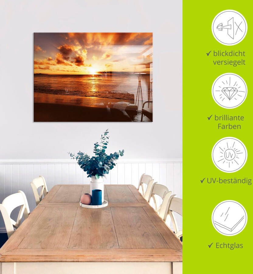 Artland Print op glas Mooie zonsondergang strand