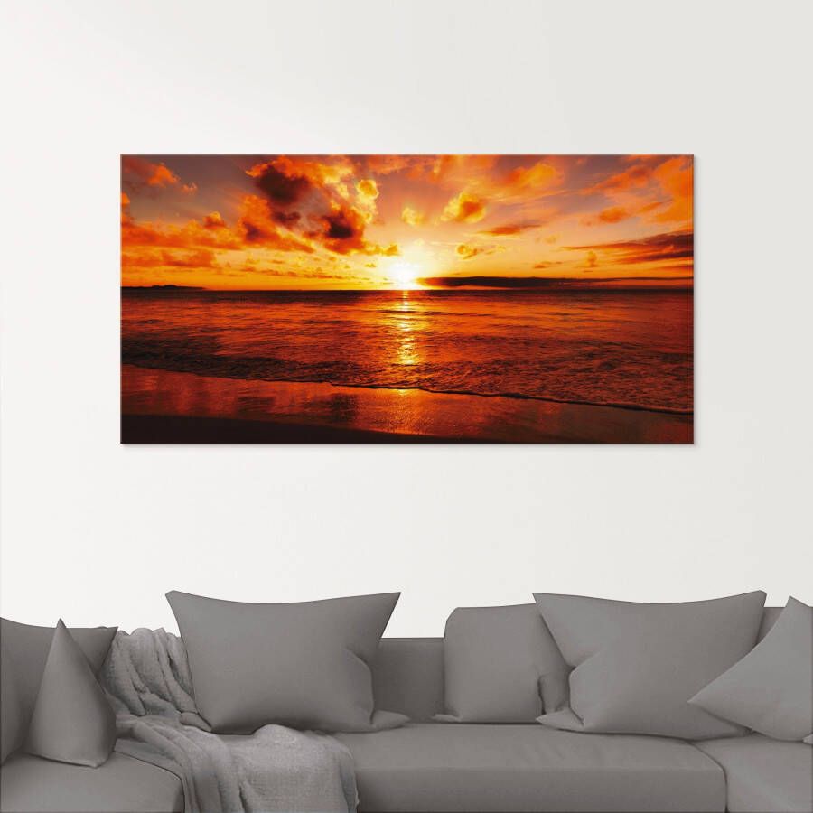 Artland Print op glas Mooie zonsondergang strand