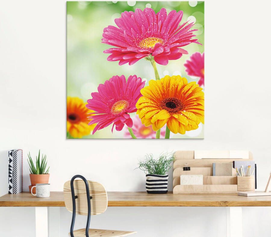 Artland Print op glas Natuurlijke romantiek Gerberas