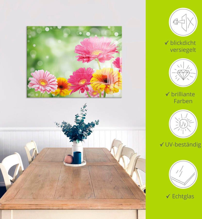 Artland Print op glas Natuurlijke romantiek Gerberas