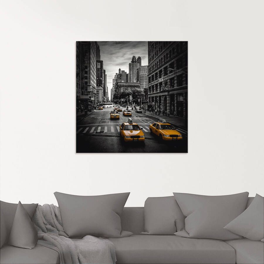 Artland Print op glas New York City Verkeer 5th Avenue