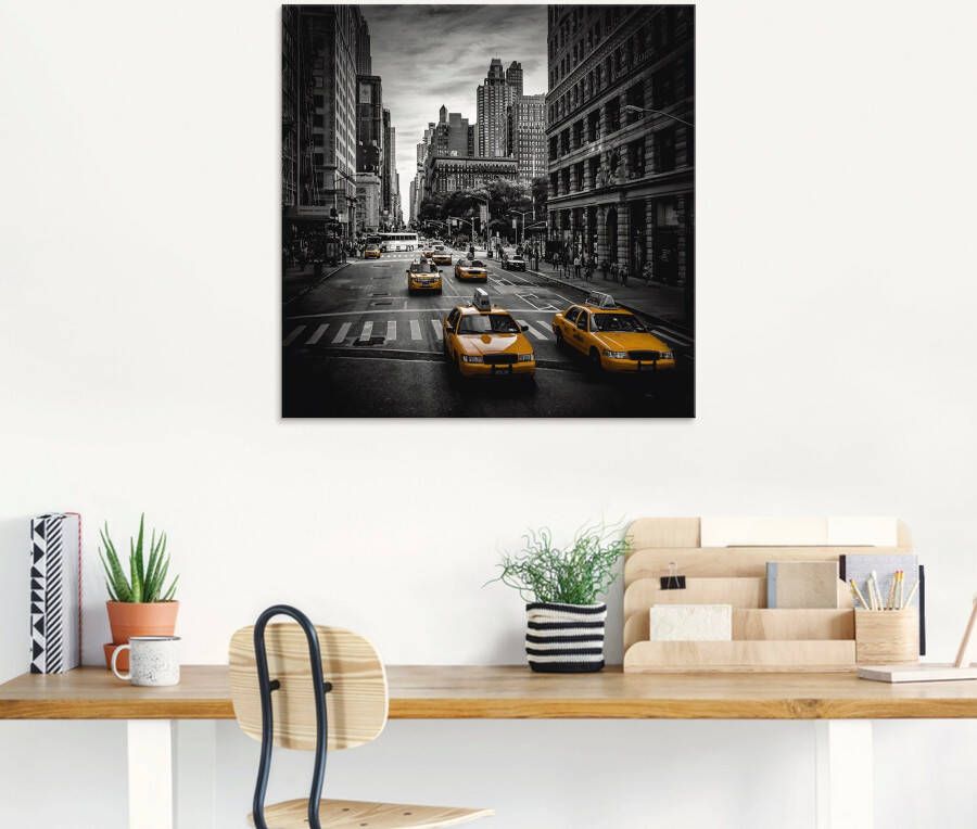 Artland Print op glas New York City Verkeer 5th Avenue