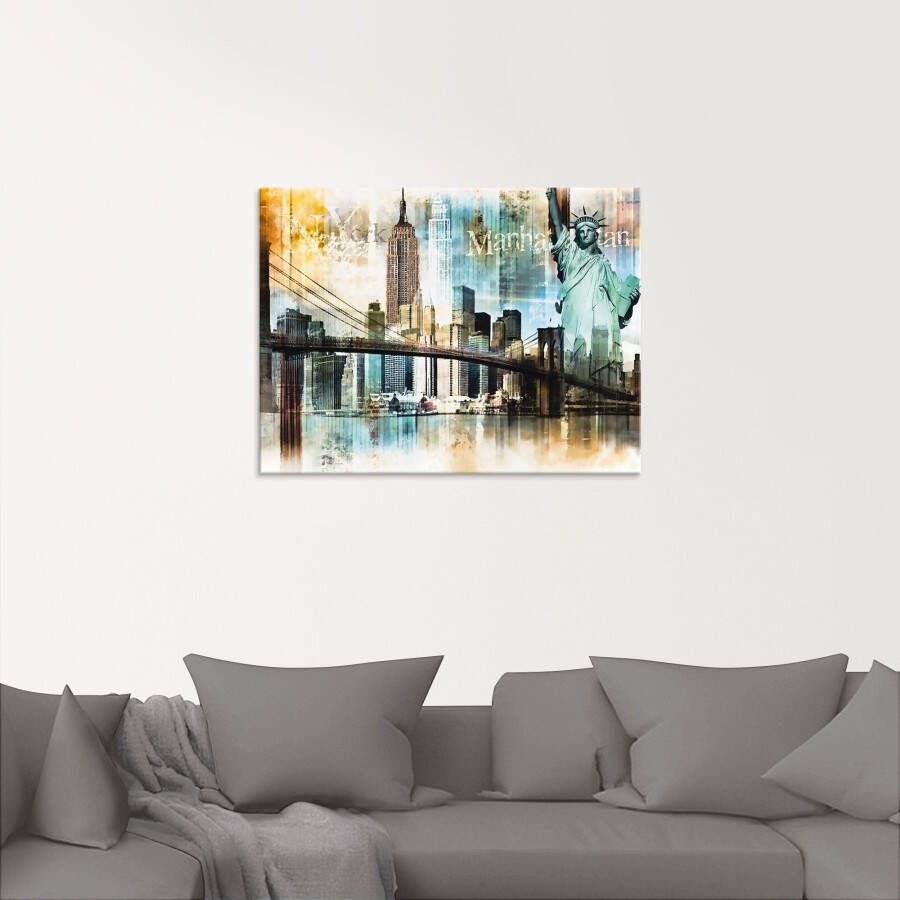 Artland Print op glas New York skyline abstracte collage