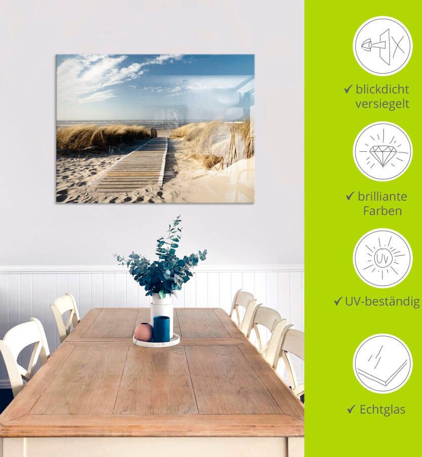 Artland Print op glas Noordzeestrand op Langeoog pier