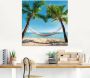 Artland Print op glas Palmenstrand Caribic met hangmat - Thumbnail 3