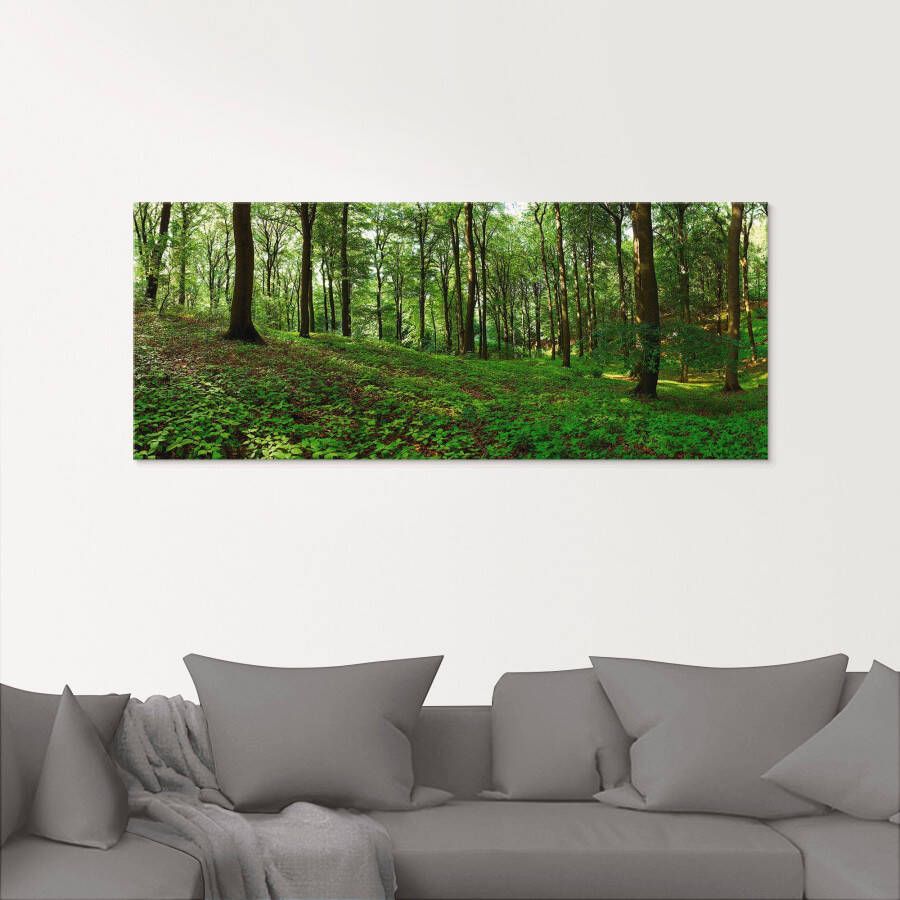 Artland Print op glas Panorama van een groen zomerbos