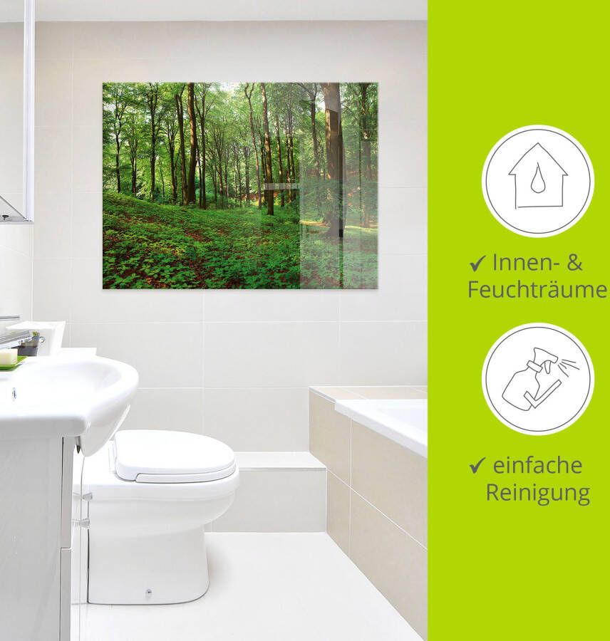 Artland Print op glas Panorama van een groen zomerbos