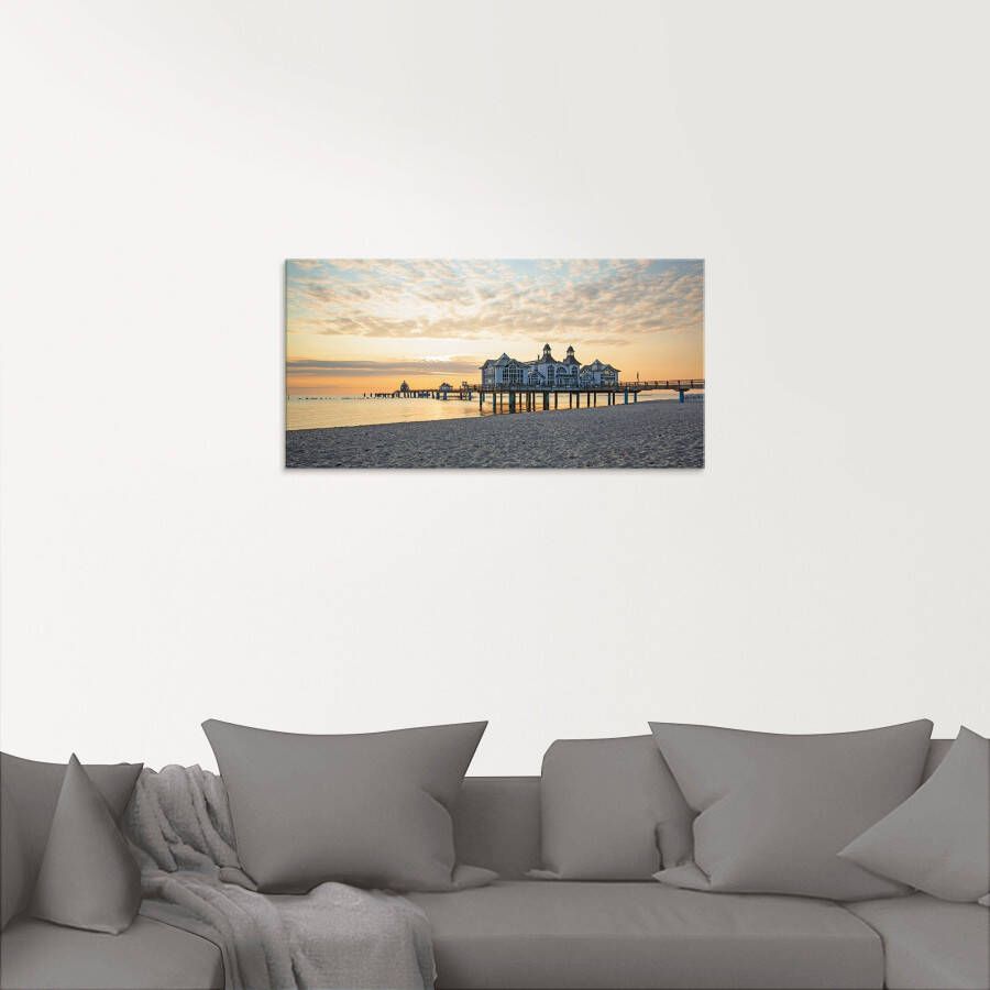 Artland Print op glas Pier Sellin bij zonsopkomst