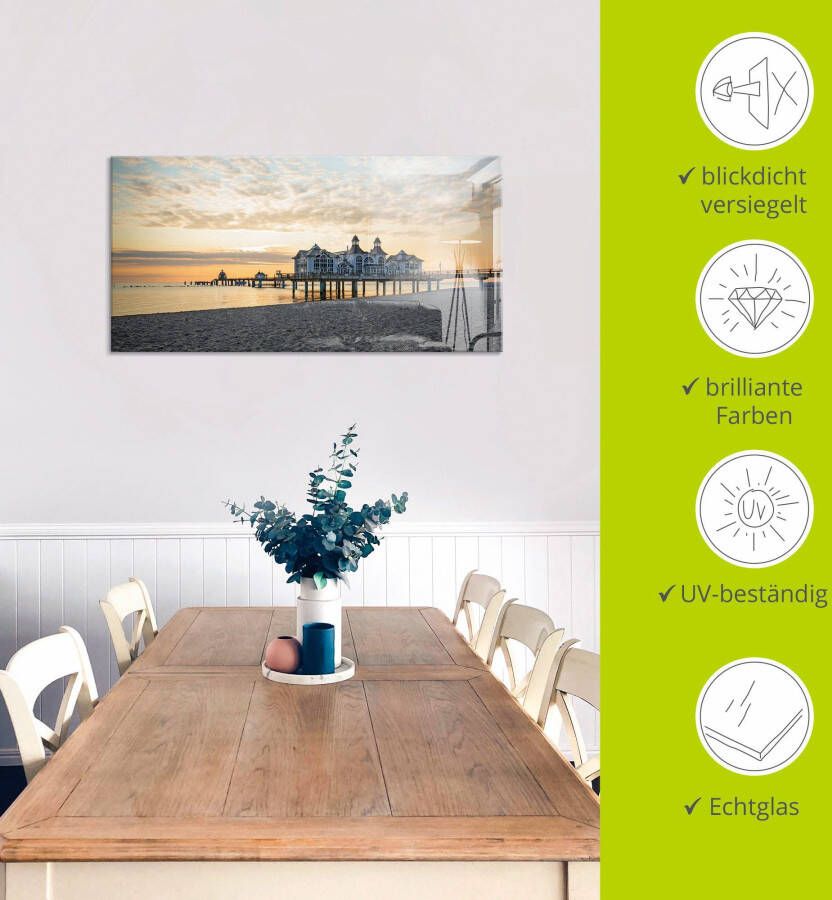 Artland Print op glas Pier Sellin bij zonsopkomst