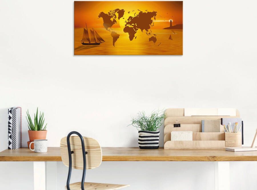 Artland Print op glas Reis om de wereld in verschillende maten
