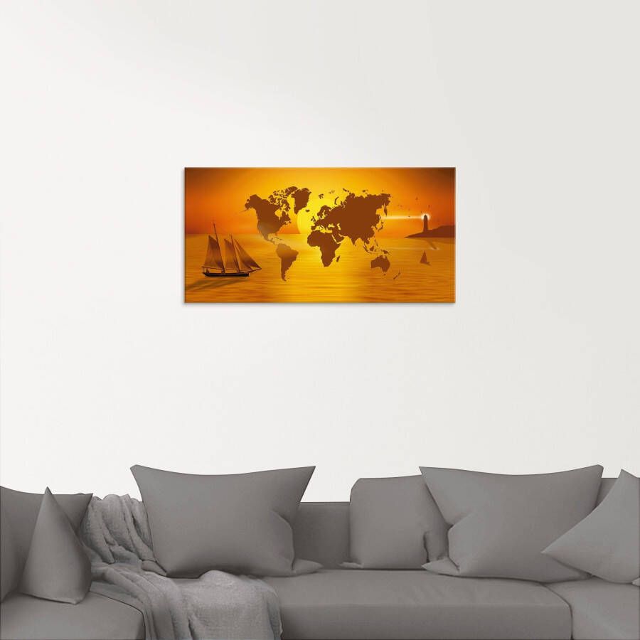 Artland Print op glas Reis om de wereld in verschillende maten