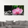 Artland Print op glas Roze orchidee op zwarte zen stenen - Thumbnail 2