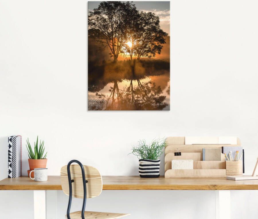 Artland Print op glas S Ochtends vroeg als de dag ontwaakt