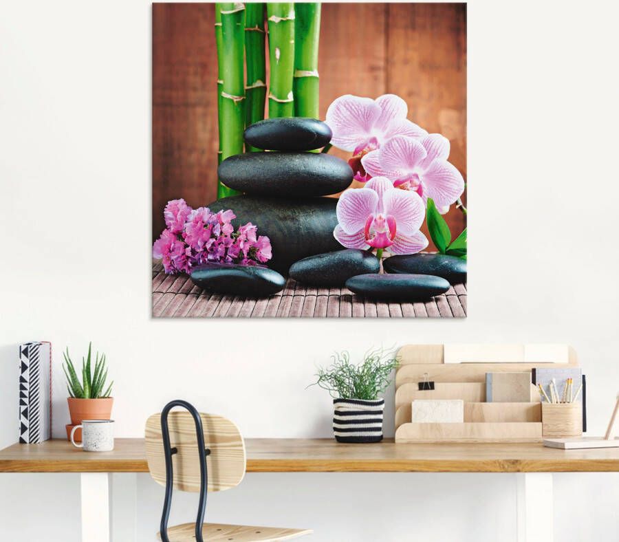Artland Print op glas Spa concept zen stenen orchideeën in verschillende maten